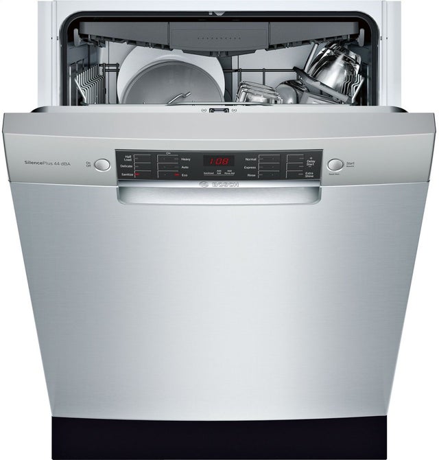 Bosch SGE68X55UC 24 Inch Built-In Recessed Handle Dishwasher with 6...