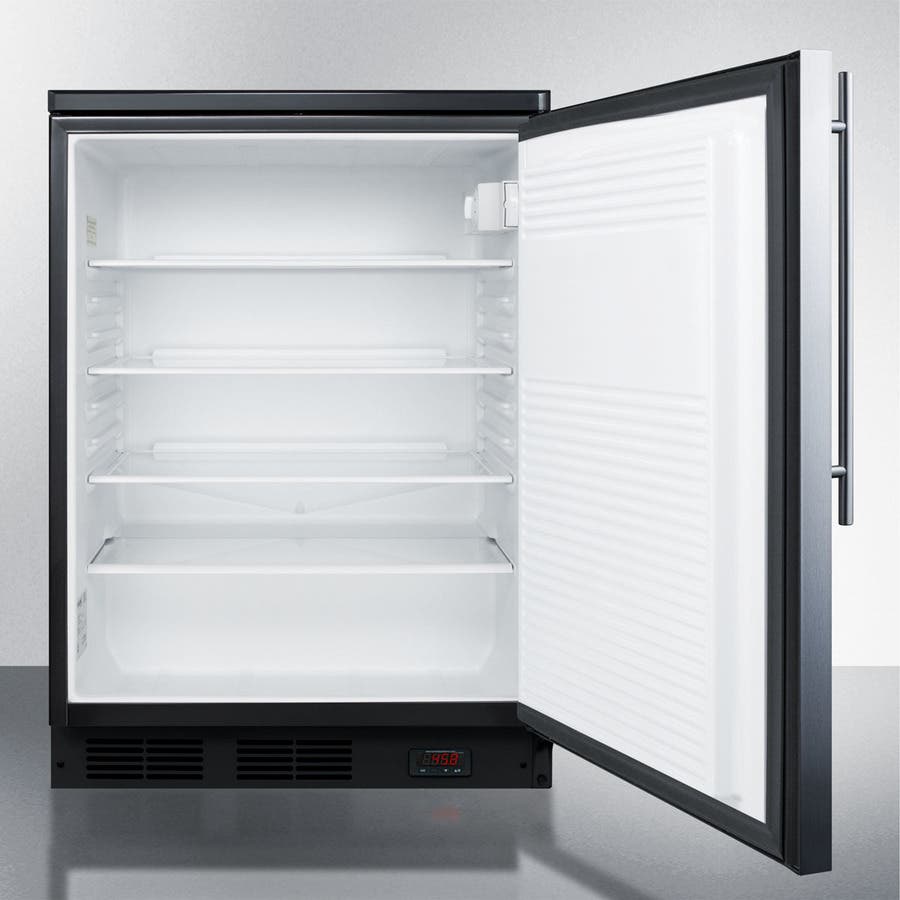 Summit FF7LBLPUBSSHV Stainless Door, Vertical Thin Handle