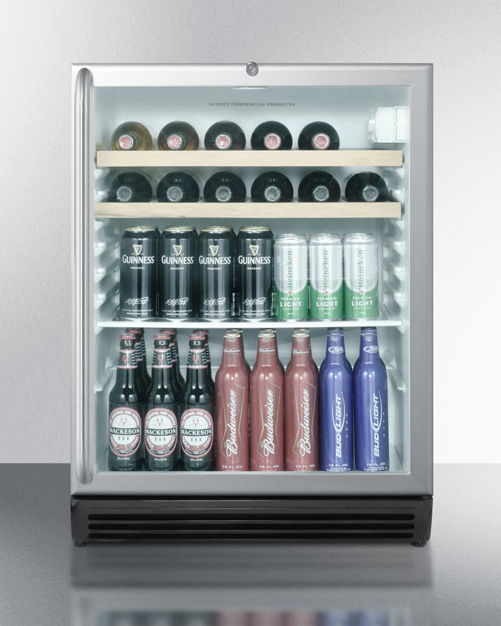 Summit SCR600BLCSSRC Stainless Steel Cabinet with Wooden Shelves