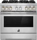 36 Inch Freestanding Dual Fuel Range with 6 Sealed Brass Burners, Convection, Delay Bake, Self Clean