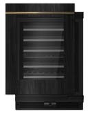 24 Inch Undercounter Dual Zones Wine Cooler with 45 Bottle Capacity, 6 Wood Racks, UV-Resistant Thermal Glass, Marquee LED Lighting, Emotive Controls, Obsidian Interior, 42°F to 64°F Temperature Range, and Sabbath Mode