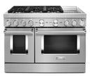 48 Freestanding Dual Fuel Smart Range with 6 Sealed Burners, Double Oven, 6.3 Cu. Ft. Total Capacity, Convertible Grates, Self-Clean, Even-Heat™ Convection, WiFi, SatinGlide™ Rack, Chrome-Infused Griddle, Ultra Power™ Burners, and Star-K Certified