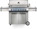 76 Inch Freestanding Grill with Integrated Smoker Tray, Infrared Sizzle Zone™, Infrared Rotisserie Burner, Integrated Ice Bucket & Cutting Board, Wave™ Cooking Grids, Interior Grill Lights, Lift Ease™ Lid, Night Light™ Knobs, Instant Jetfire™ Ignition, Stainless Steel Sear Plates, Accu-Probe™ Temperature Gauge and 1,140 sq. in. Cooking Area
