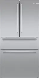 36 Inch Counter Depth French Door Smart Refrigerator with 20.5 Cu. Ft. Capacity, Home Connect, Dual Freezer Drawers, Ice Maker, Touch Control Panel, Recessed LED Light, VitaFreshPro™, Dual Evaporators, MultiAirFlow™, and Humidity-Controlled Drawers