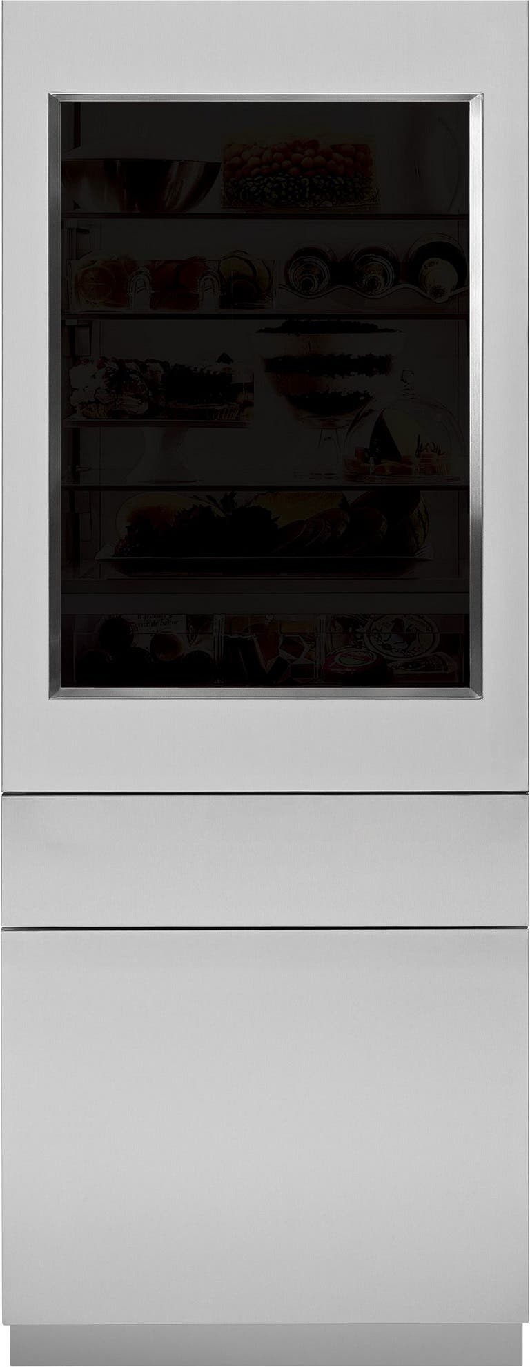 30" Integrated Refrigerator Stainless Steel Glass Door Panel For 84" High Installation