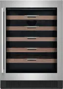 24 Inch Undercounter Wine Cooler with 41 Bottle Capacity, Reversible UV-Filtered Glass Door, Integrated Touch Controls, Luxury Glide Shelves, Door & Temperature Alarm, and Sabbath Mode