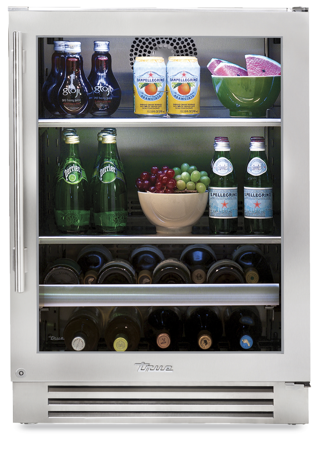 True Residential TBC24RSGB Stainless Glass, Right Hinge, 2 Glass Shelves, 1 W...