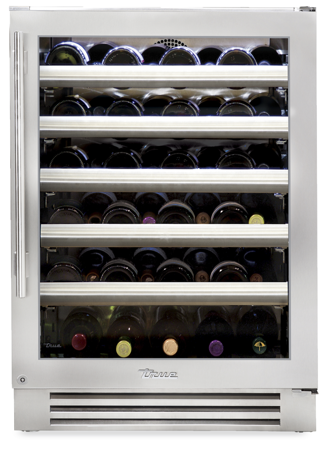 True Residential TWC24LSGB Stainless Glass, Left Hinge, 5 Pullout Wine, 1 Flo...