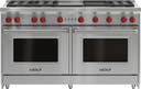 60 Inch Pro-Style Gas Range with 6 Dual-Stacked Sealed Burners, Two 4.4 cu. ft. Convection Ovens, Continuous Grates, Infrared Broiler, Griddle, Red Control Knobs, Island Trim and Star-K Certified