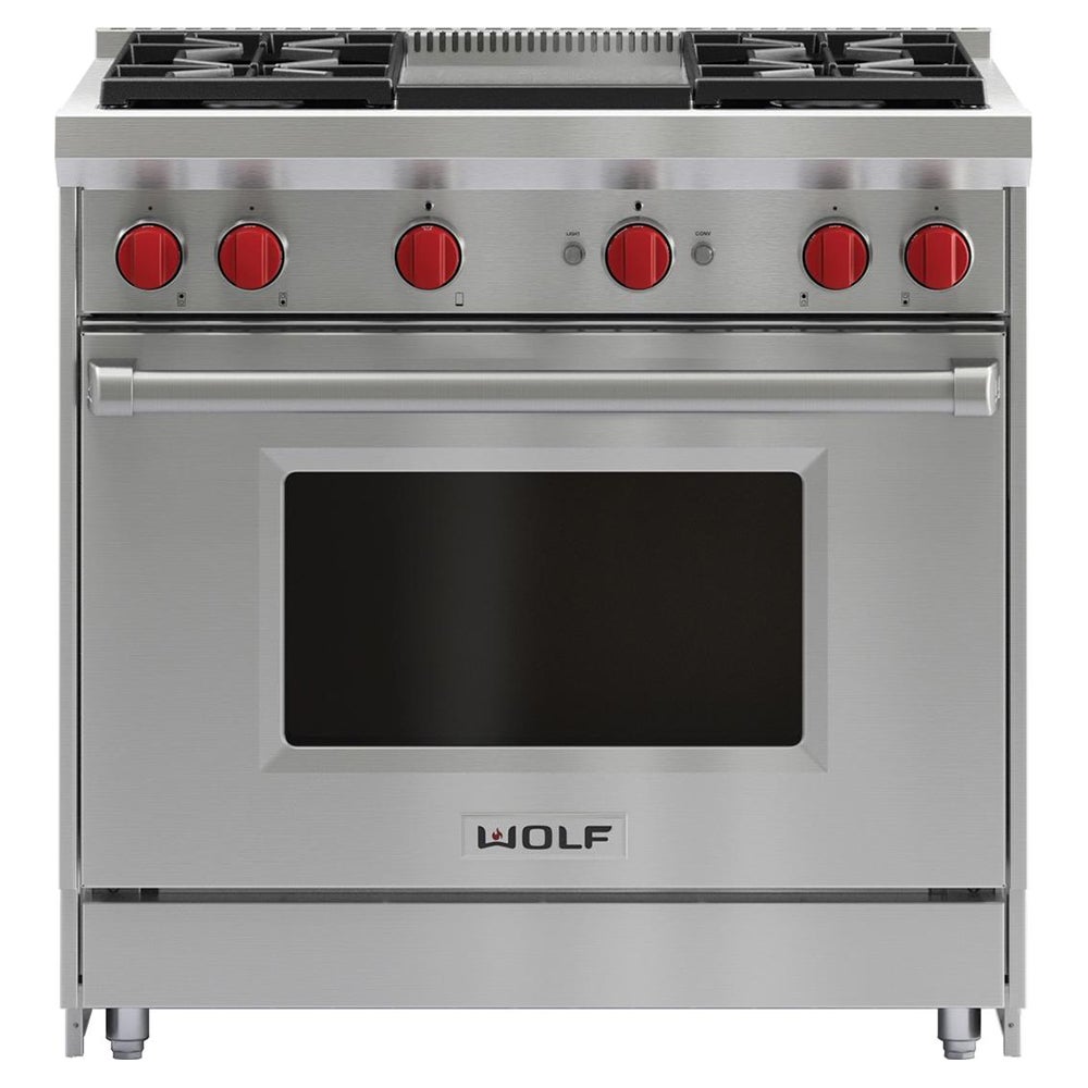Wolf GR364GLP 36 Inch Freestanding Pro-Style Gas Range Stainless