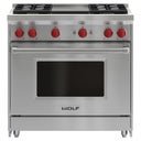 36 Inch Freestanding Gas Range with Sealed Griddle