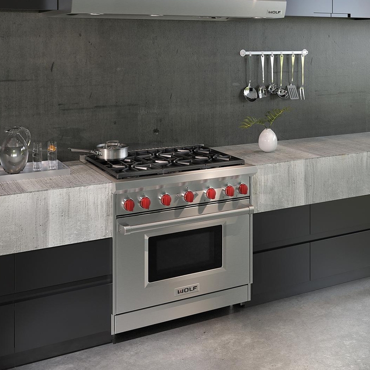 Wolf GR366 36 Inch Pro-Style Gas Range Stainless Steel | Plesser's ...