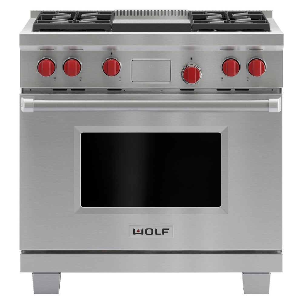 Wolf DF364G 36 Inch Pro-Style Dual-Fuel Range Stainless Steel