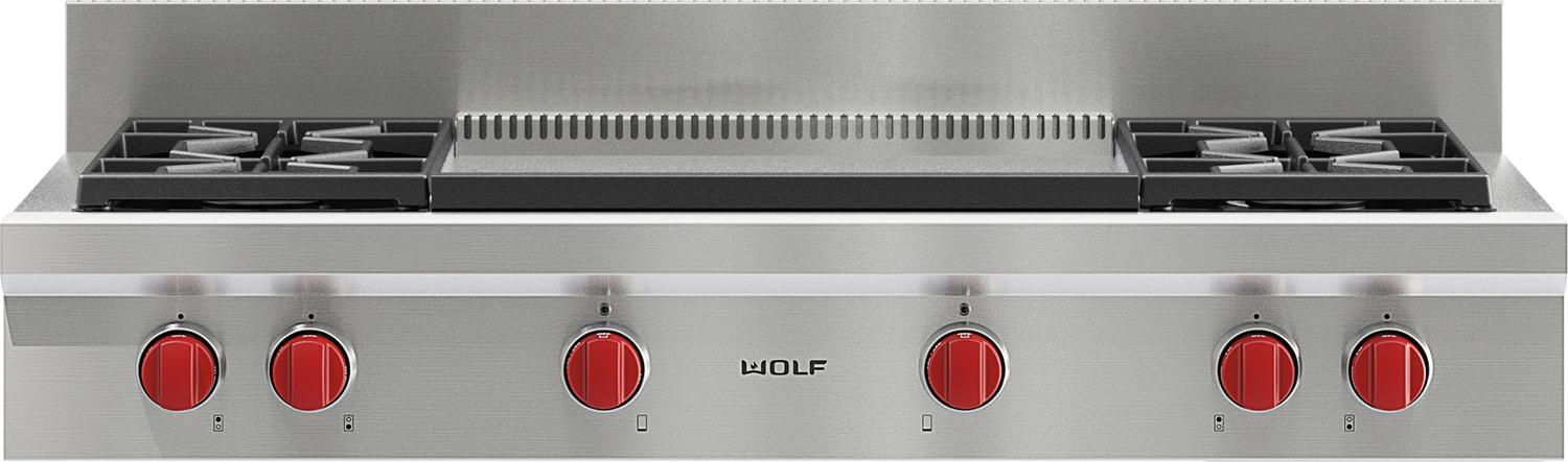 Wolf SRT484DG 48 Inch Pro-Style Gas Rangetop Stainless Steel