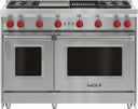48 Inch Gas Range with 4 Burners, Infrared Charbroiler and Infrared Griddle