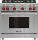 36 Inch Pro-Style Gas Range with 4 Burners and Infrared Charbroiler