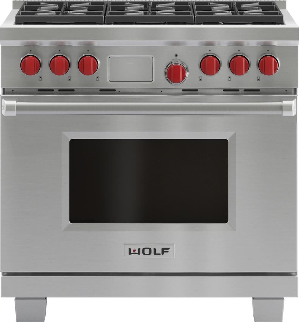 Wolf DF366 36 Inch Pro-Style Dual-Fuel Range Stainless Steel