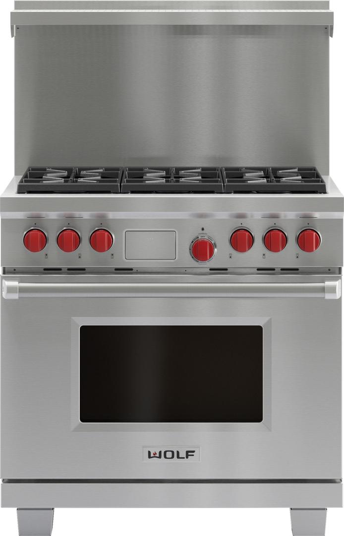 Wolf DF366 36 Inch Pro-Style Dual-Fuel Range Stainless Steel