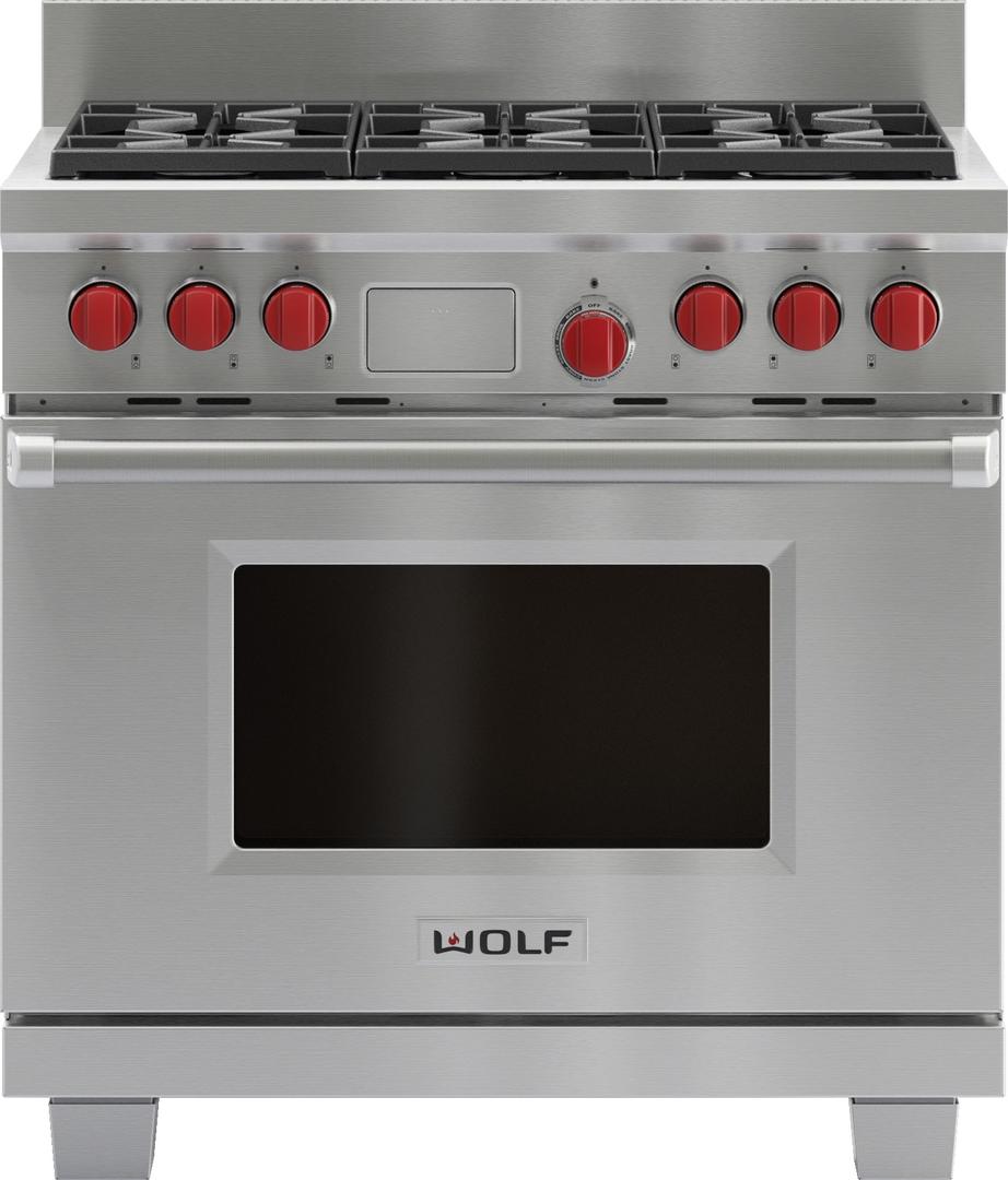 Wolf DF366 36 Inch Pro-Style Dual-Fuel Range Stainless Steel