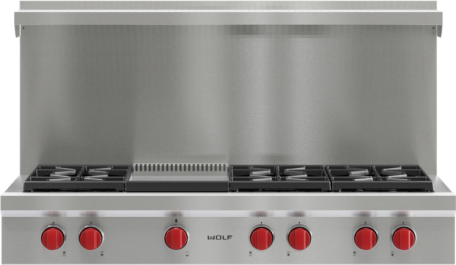 Wolf SRT486G 48 Inch Pro-Style Gas Rangetop Stainless Steel