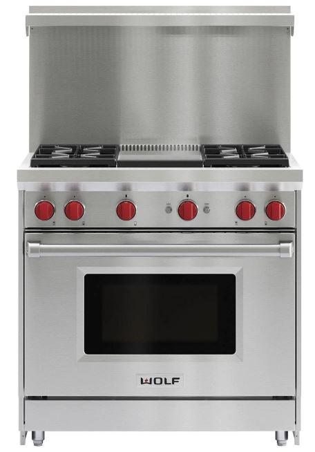 Wolf GR364GLP 36 Inch Freestanding Pro-Style Gas Range Stainless