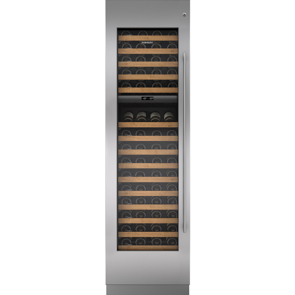 24 Inch Integrated Wine Storage Door Panel with Tubular Handle and Lock - Left Hinge