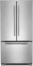 36 Inch Freestanding French Door Refrigerator with 21.9 Cu. Ft. Total Capacity, Internal Water Dispenser, Ice Maker, Trisensor™ Electronic Climate Control, Adjustable Glass Shelves, Undershelf Wine Bottle Rack, and Sabbath Mode