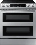 30 Inch Slide-in Electric Smart Range with 5 Element Cooktop, Dual Oven, 6.3 Cu. Ft. Oven Capacity, Storage Drawer, Air Fry, Convection, Self + Steam Clean, Smart Dial, Flex Duo™, Wi-Fi, Voice-Enabled, Express Boil, CSA Certified, Star-K, and ADA Compliant