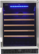 50 Wine Bottle Capacity, Active cooling minimizes temperature stratification, New Capacitive touch controls, Blue LED lighting is 50% brighter with two light settings: 50% or 100% illumination for 2 hours, Wave storage cradles wine on bottom shelf, New Handle, Temperature memory, Temp and Door Ajar Alarm