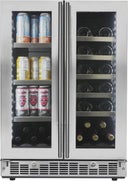 4.7 cu.ft. Capacity Integrated Beverage Center, holds 21 bottles of wine & 61 beverage cans, Low E dual pane argon filled glass french doors, New pro style handle is 20% longer than previous model, Door lock, 3 adjustable clear glass Pro-glide shelves with anti vibration and 100% extension, LED lighting is 50% brighter with two light settings: 50% or 100% illumination for 2 hours, Digital Capacitive touch controls, Temperature memory, Temp and Door Ajar alarm