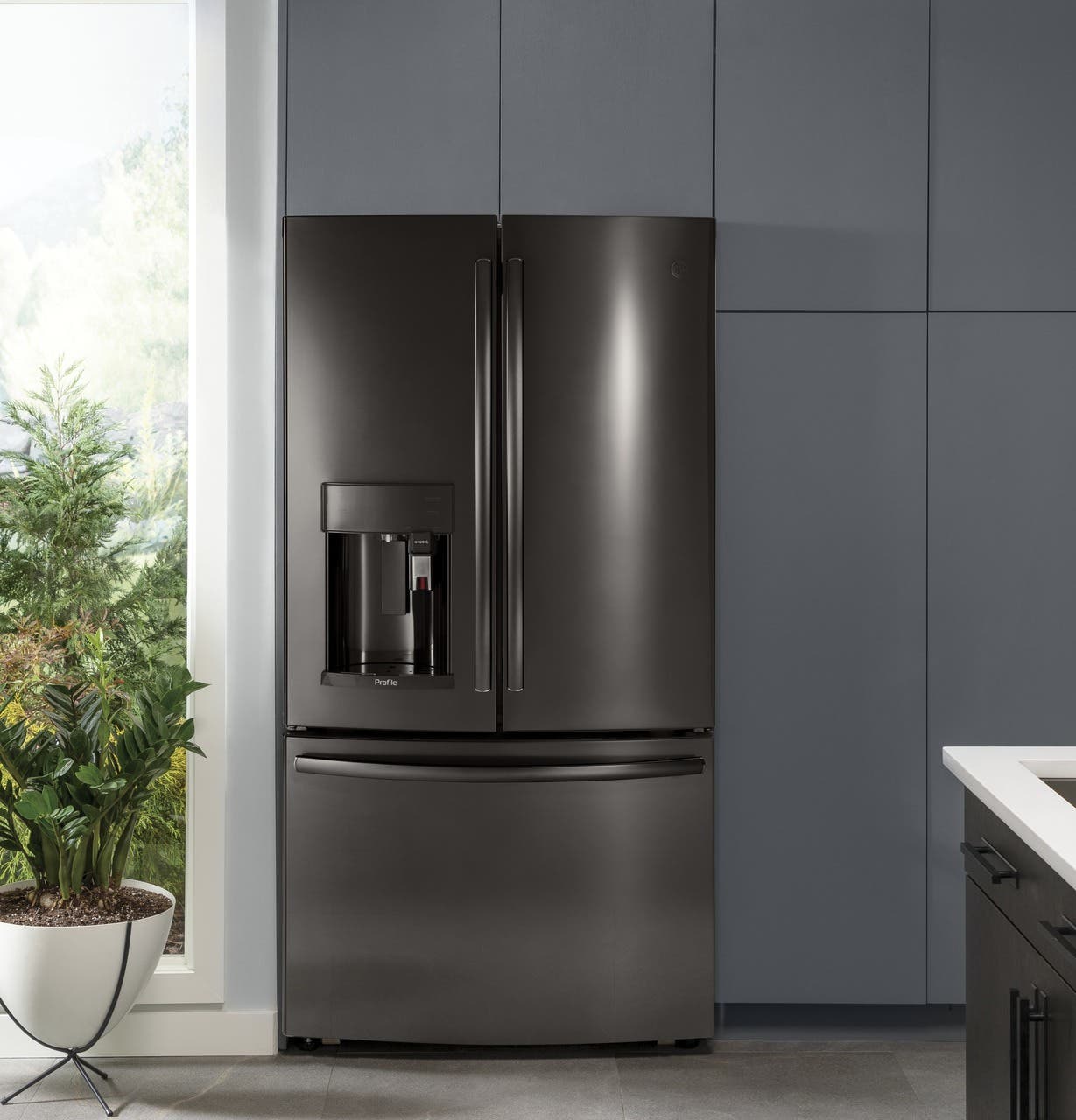 GE PYE22PBLTS Black Stainless Steel