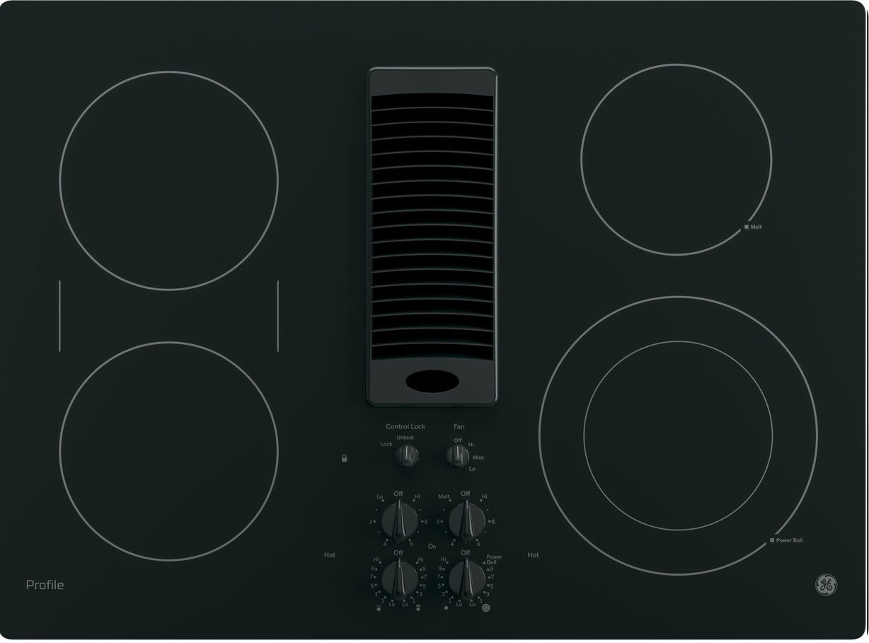 GE PP9830DJBB 30 Inch Smoothtop Electric Cooktop with 4 Burners Black