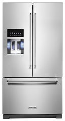 36 Inch Freestanding French Door Refrigerator with 26.8 cu. ft. Capacity, 5 Glass Shelves, SatinGlide® Crispers, ExtendFresh™ Temp System, Exterior Ice/Water Dispenser, ENERGY STAR®, and Star-K