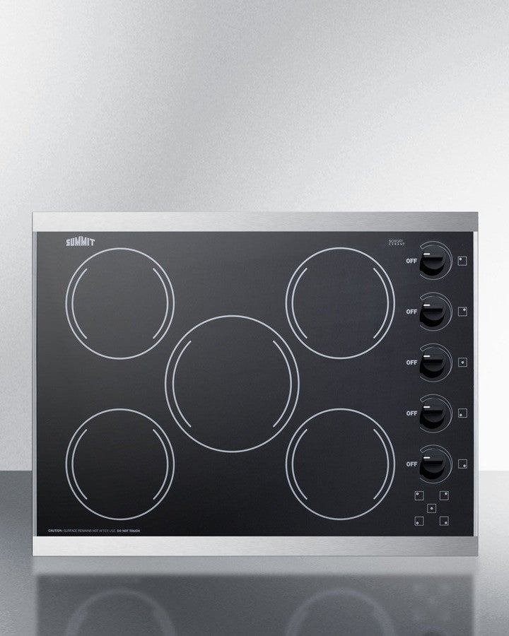 Summit CRS5B13B 27 Inch Electric Cooktop With 5 Radiant Elements, ...