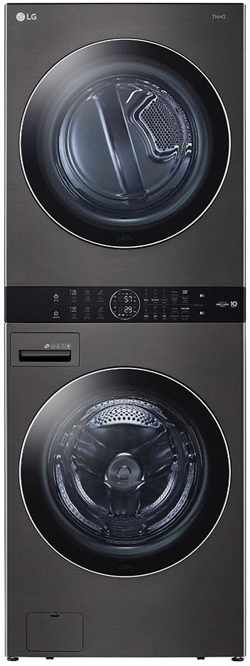 LG WKGX201HBA 27 Inch Smart Gas Single Unit WashTower Black Steel