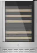 24 Inch Dual Zone Wine Cooler with 44 Bottle Capacity, 6 Sliding Wine Racks, Recessed LED Lighting, Digital Control, Tinted Glass Door, Door Alarm, Sabbath Mode, and ADA & UFAS Compliant