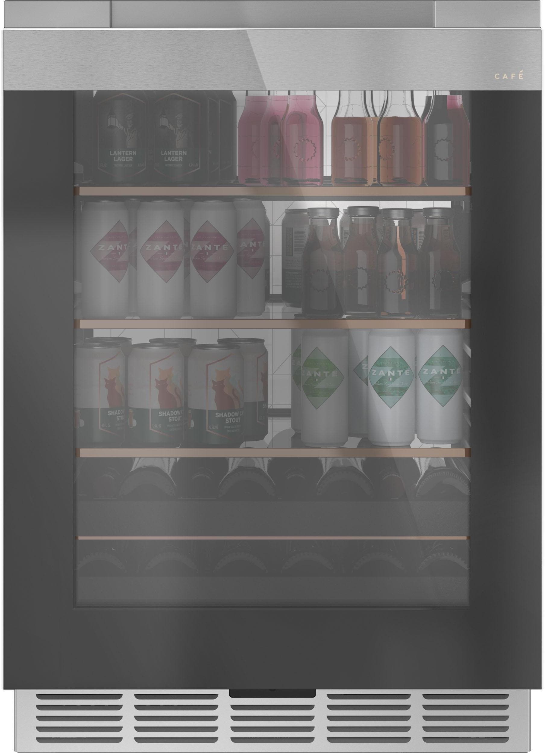 24 Inch Built-In Smart Beverage Center with 5.1 Cu. Ft. Capacity, Full Extension Wine Racks, Glass Shelves, LED Light Wall, Door Alarm, Temperature Alarms, and Sabbath Mode