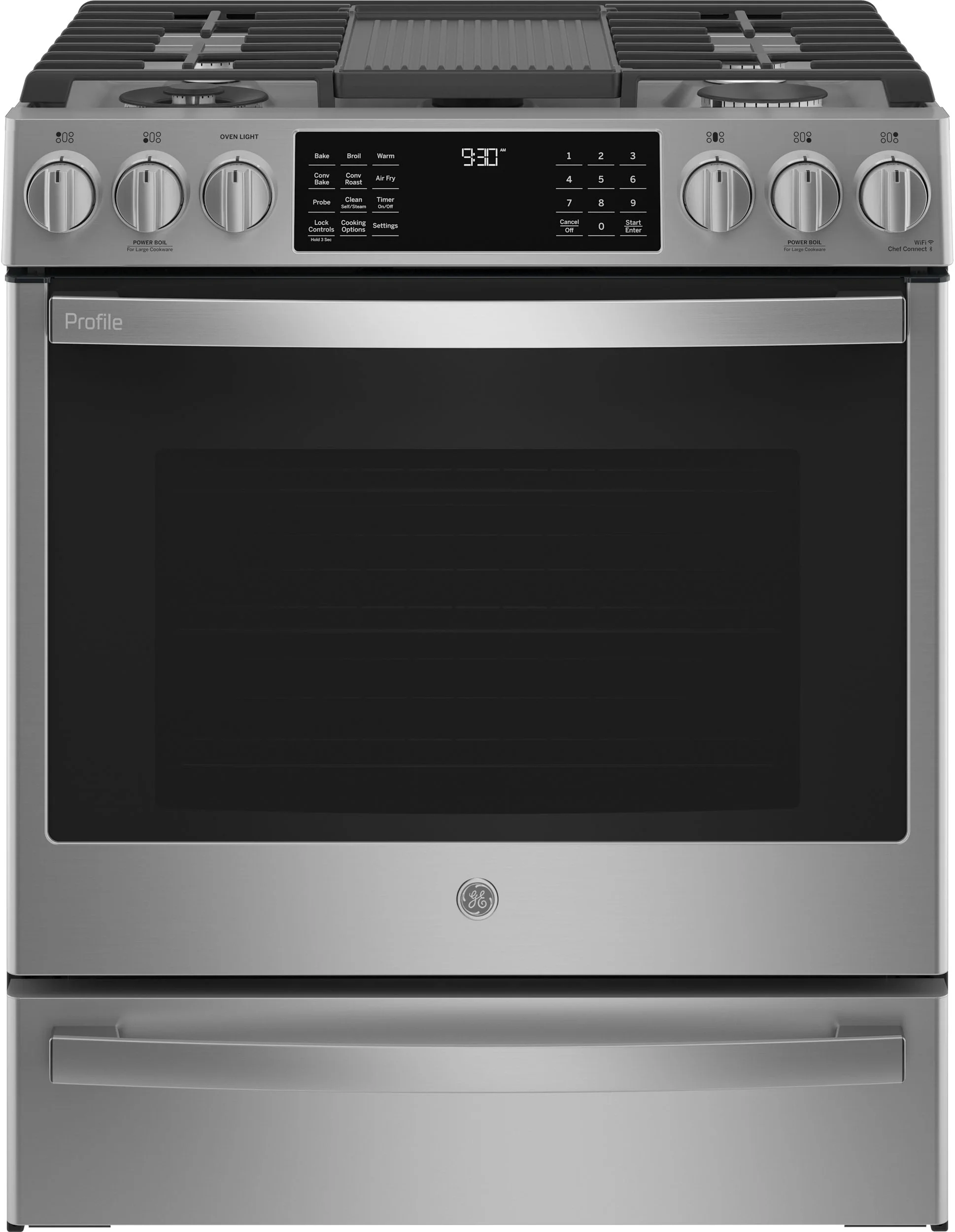 GE PGS930YPFS 30 Inch Smart Slide-In Gas Range with 5 Sealed Burners, 5 ...