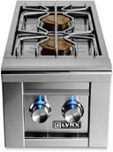 13 Inch Built-In Double Side Burner with Two 15,000 BTU Brass Burners, Hot Surface Ignition, Blue LED Control Illumination