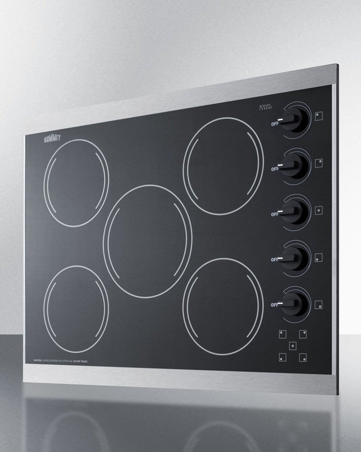 Summit CRS5B13B 27 Inch Electric Cooktop With 5 Radiant Elements, ...