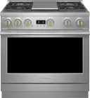 36 Inch Freestanding Professional Gas Smart Range with 4 Sealed Burners, 6.2 cu ft Capacity, Continuous Grates, Griddle, Chef Connect, Dynamic Oven LCD, Custom Color LED Accent Lighting, Reversible Wok Grates and ADA Compliant