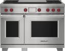 48 Inch Freestanding Dual-Fuel Smart Range with 4 Dual Stacked Sealed Burners, Double Oven, 7.8 cu. ft. Total Oven Capacity, Self-Clean,Continuous Grates, Infrared Dual Griddle, Gourmet Mode, Touch Screen Controls, 10 Cooking Modes, Halo Lights, Temperature Probe, and Star-K Certified