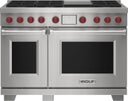 48 Inch Freestanding Dual-Fuel Smart Range with 6 Dual Stacked Sealed Burners, Double Oven, 7.8 cu. ft. Total Oven Capacity, Continuous Grates, Infrared Griddle, Gourmet Mode, Touch Screen Controls, 10 Cooking Modes, Halo Lights, Temperature Probe, and Star-K Certified
