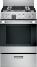24 Inch Freestanding Gas Range with 4 Sealed Burners, 2.9 cu. ft. Oven Capacity, Storage Drawer, Continuous Grates, Gas Fan Convection, In-Oven Broiling, Steam Clean, Modular Backguard, CSA Certified, and ADA Compliant