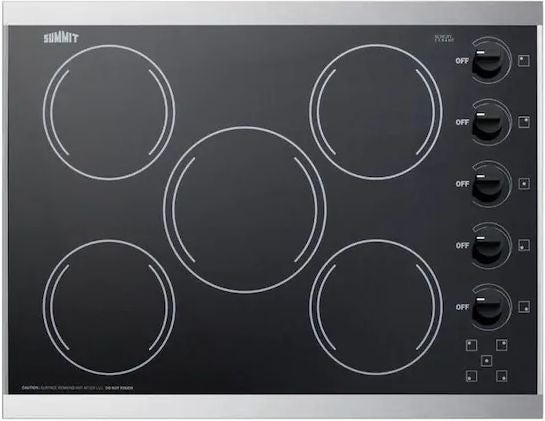 Summit CRS5B13B 27 Inch Electric Cooktop With 5 Radiant Elements, ...