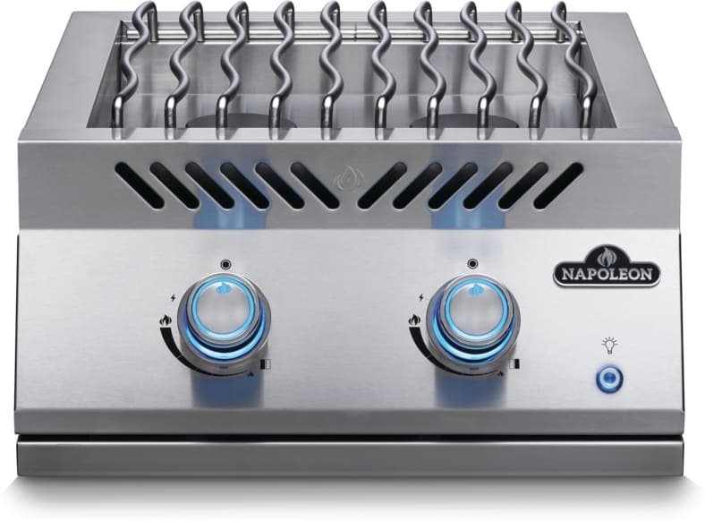 22 Inch Built-In Dual Side Burner with 30,000 BTUs, Iconic Wave™ Cooking Grids, Night Light™ Knobs, Instant Jetfire™ Ignition, Stainless Steel Protective Cover, and Lifetime Warranty
