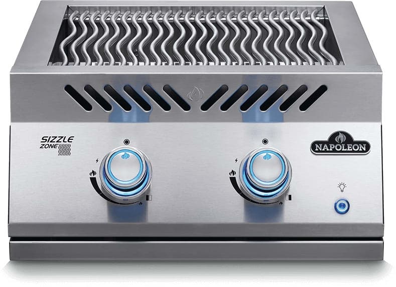 22 Inch Built-In Dual Side Burner with 30,000 BTUs, Infrared Sizzle Zone™ Burners, Iconic Wave™ Cooking Grids, Night Light™ Knobs, Instant Jetfire™ Ignition, Stainless Steel Protective Cover, and Lifetime Warranty