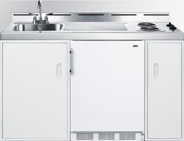 Summit C60ELNR 60 Inch Wide All-In-One Kitchenette: White, Coil C...