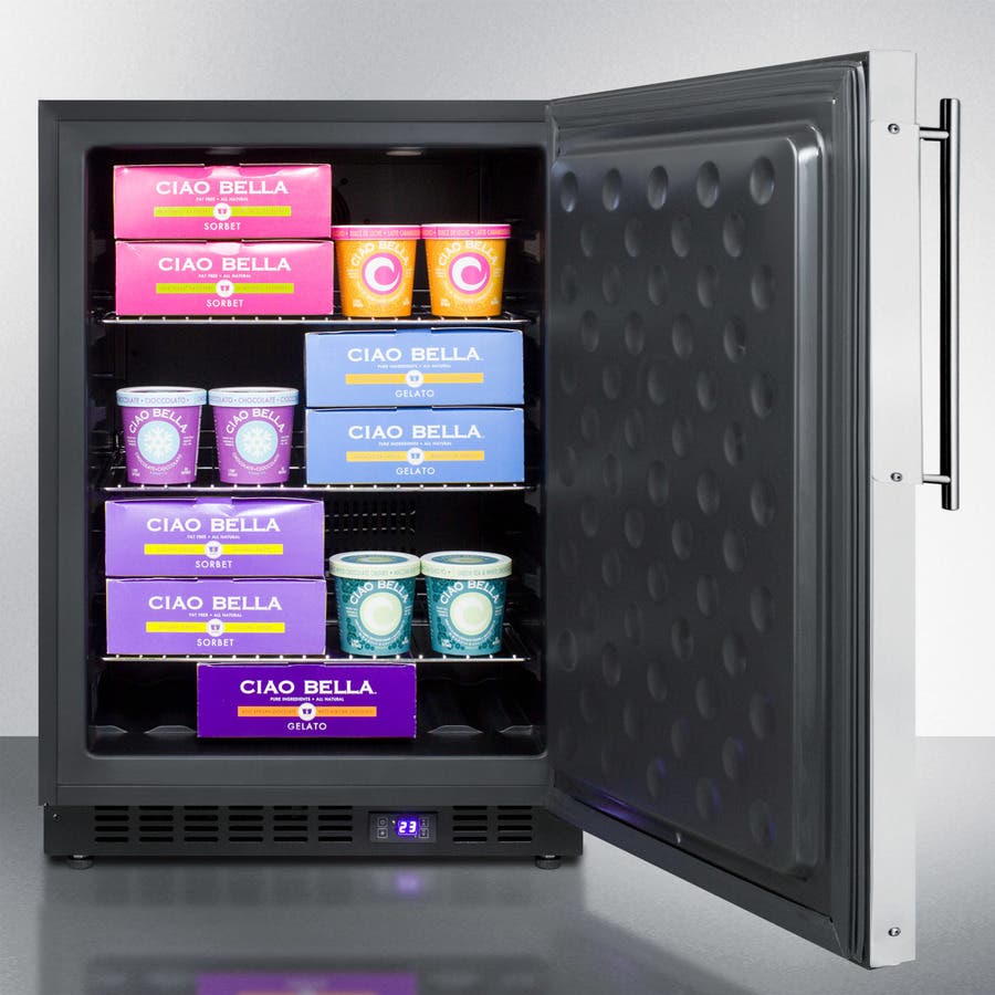 Summit SPFF51OSFR Panel Ready/Black with Stainless Steel Insert Fram...