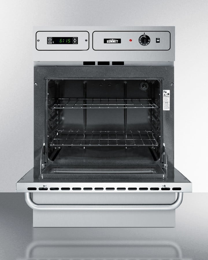 Summit TTM7882BKW 24 Inch Gas Single Wall Oven Stainless Steel
